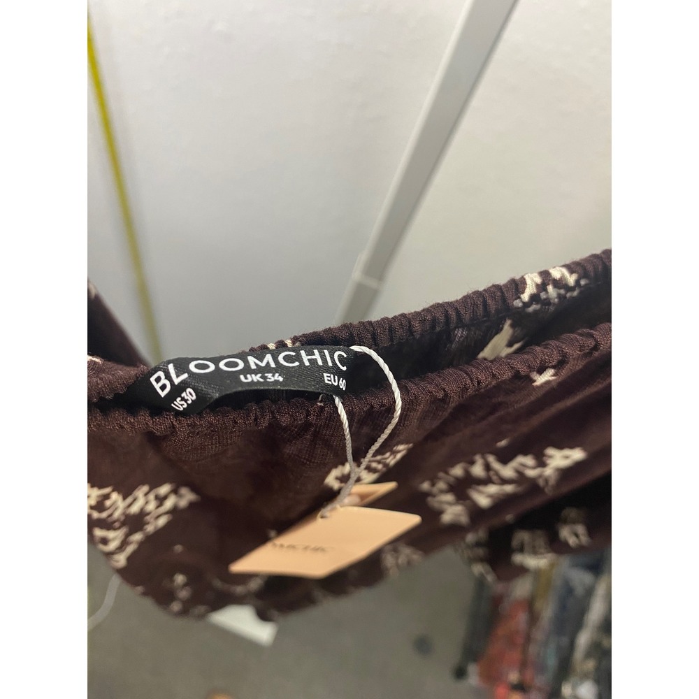 BloomChic Brown Geometric Tribal Print Smocked Waist Midi Dress Plus Size 30 NEW - Picture 2 of 3